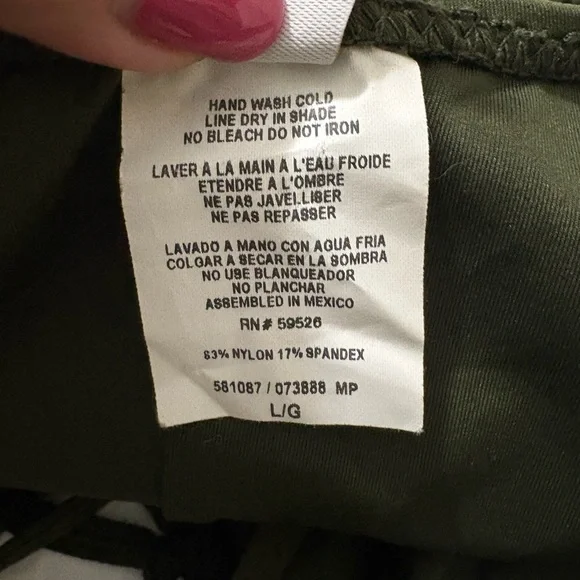 BECCA Siren Olive Green One Piece Swimsuit. Cute Circular Cutouts, Tie Back. - Picture 10 of 16